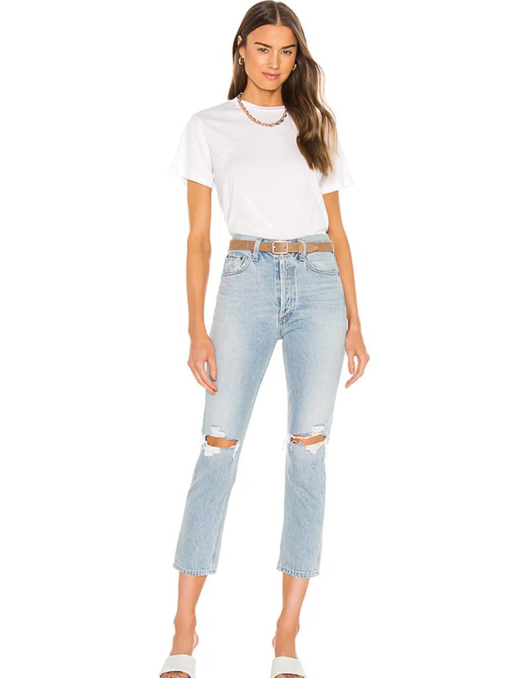 AGOLDE Riley High Rise Straight Crop Jeans Clear Skies 24